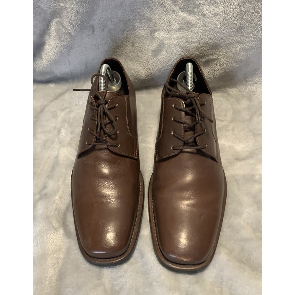 Studio Belvedere Chisel Mens Brown Leather Square Toe Derby Dress Shoes 9.5 M